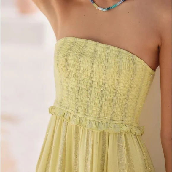 NWT PQ Sunburst Clea Strapless Smocked Dress - Picture 3 of 4